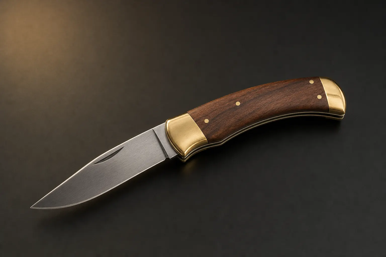 Couteau de chasse ancien à manche en bois patiné