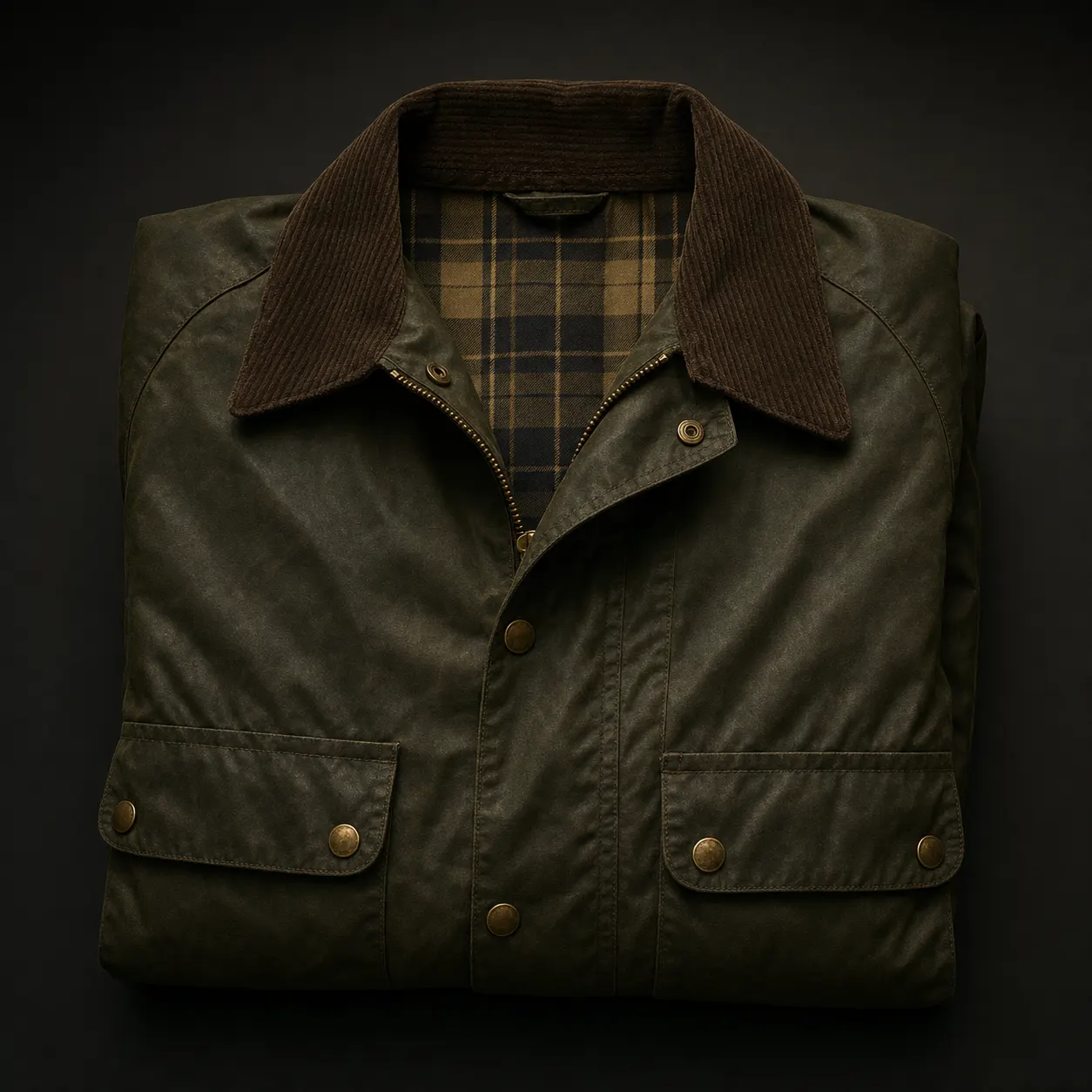 Veste de chasse en coton huilé d'occasion, légèrement patinée
