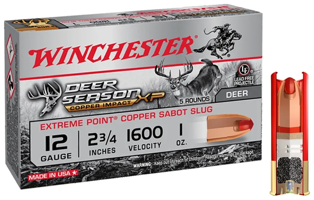 Cartouche Winchester DEER SEASON sans plomb - Cal 12/70