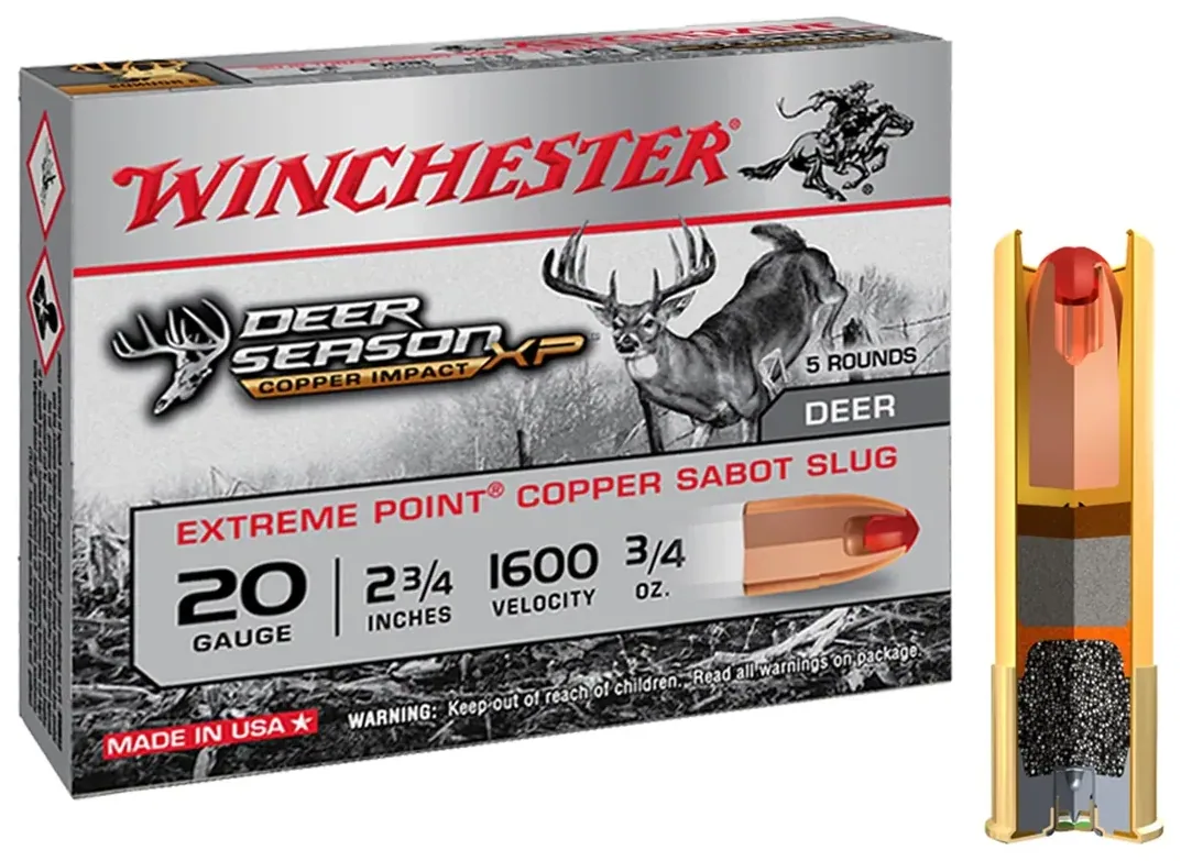 Cartouches Winchester DEER SEASON sans plomb - Cal 20/70