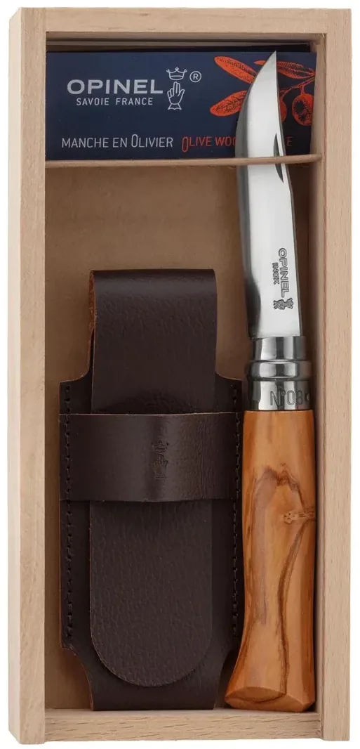 Couteau de poche Opinel n°8 Olivier + étui Alpine