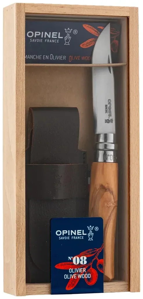 Couteau de poche Opinel n°8 Olivier + étui Alpine, vue 2